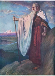 La mort de Moïse, tiré de The Bible Picture Book publié par Thomas Nelson, vers 1950